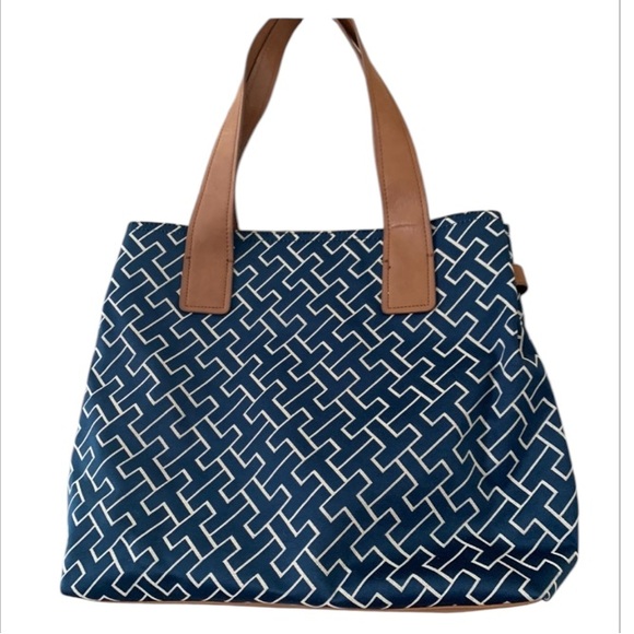 TOMMY HILFIGER BAG BLUE GOLD BROWN NWOT - Picture 9 of 10